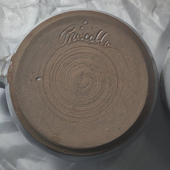 Handmade Pottery Cream & Sugar Set by Patricia Eggen, ' Iris" Pattern glazed - Picture 7 of 7